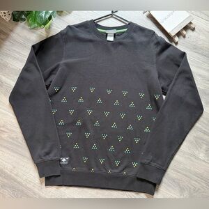 LRG Half Ditzy Knit Black Crewneck Sweatshirt w Geometric Triangular Dots Sz M